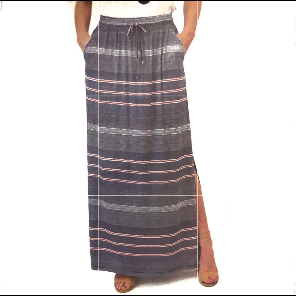 NWT DESIGN HISTORY Navy Stripe “Missy” Maxi Skirt